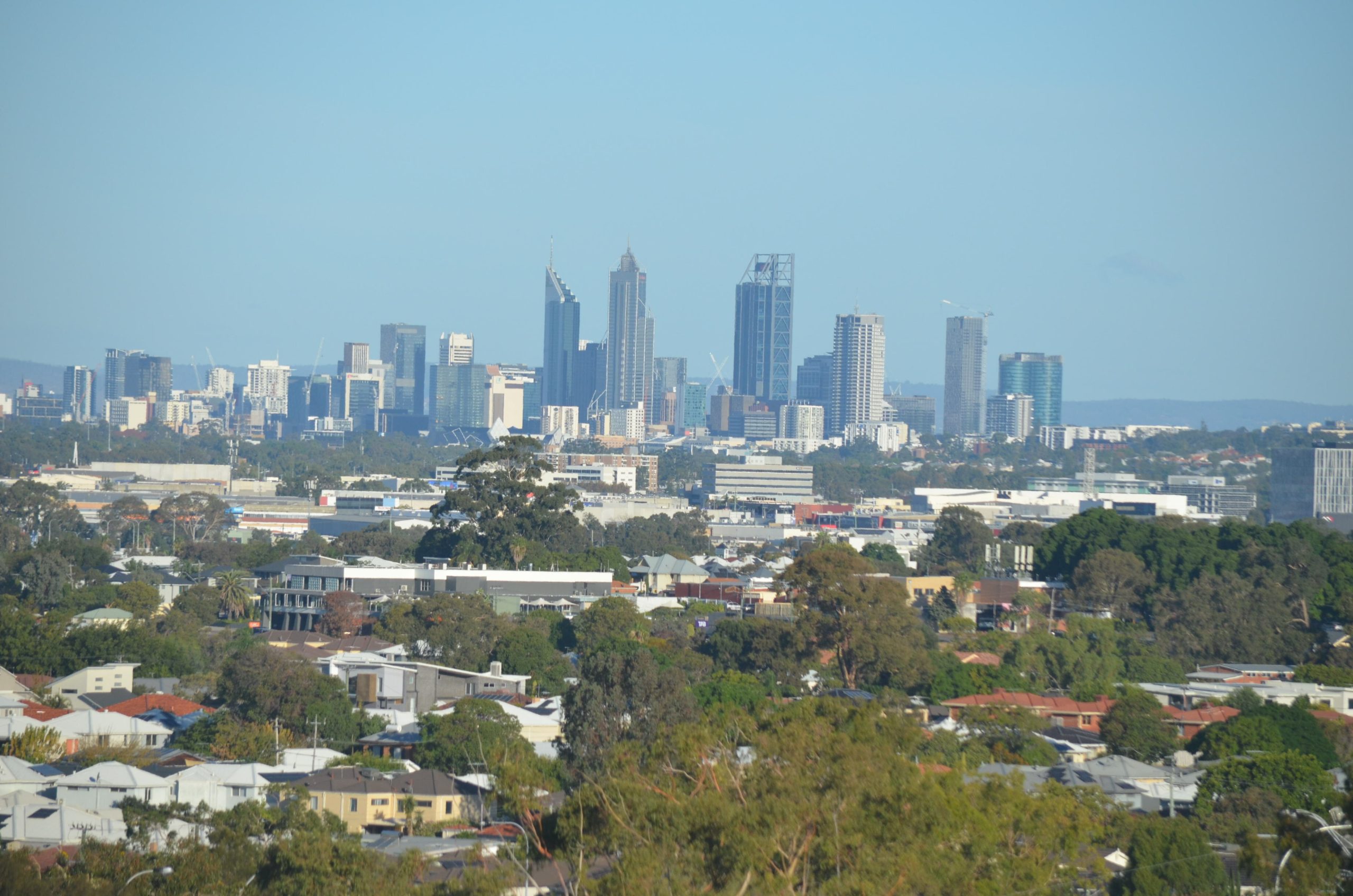 Perth city view from northern suburbs